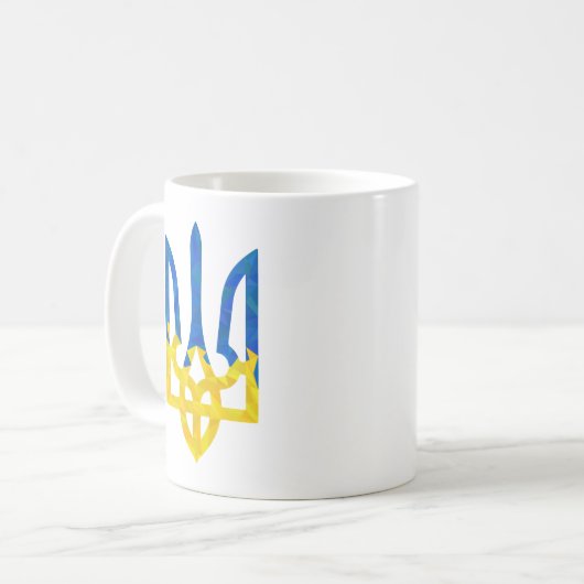 Low polygonal ukrainisch trident kaffeetasse (Vorderseite Links)