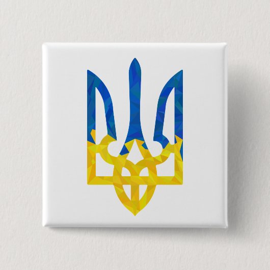 Low polygonal ukrainischer trident Schlüsselanhäng Button (Vorderseite)