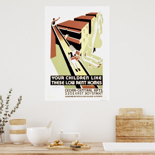 Low Rent Zuhause Cleveland 1940 WPA Poster (Küche)