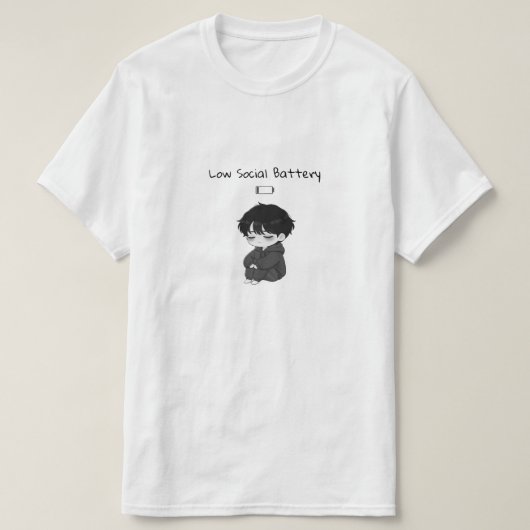 Low Social Battery Relatable Chibi Boy T-Shirt (Design vorne)