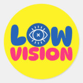 Low Vision - blue and pink on yellow background Runder Aufkleber (Vorderseite)