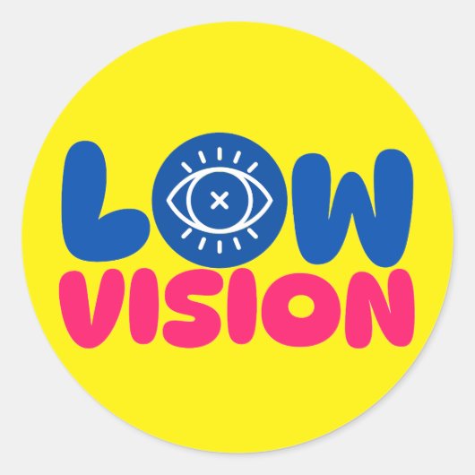 Low Vision - blue and pink on yellow background Runder Aufkleber (Vorderseite)