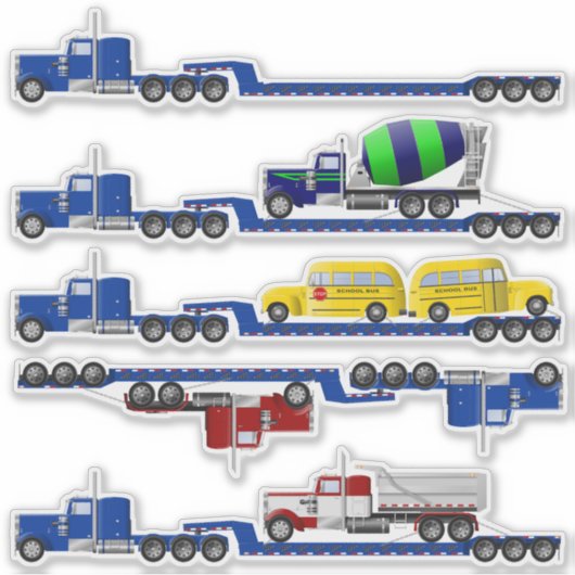 Lowboy Trailer Big Rig Stickers Aufkleber (Vorderseite)