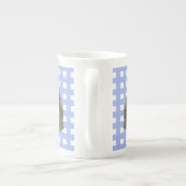 Lowchen auf blauem Gingham Porzellantasse (Rückseite)