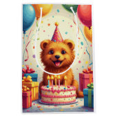 Lowchen Birthday Celebration Mittlere Geschenktüte (Vorderseite)