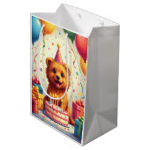 Lowchen Birthday Celebration Mittlere Geschenktüte (Rückseite Schrägansicht)