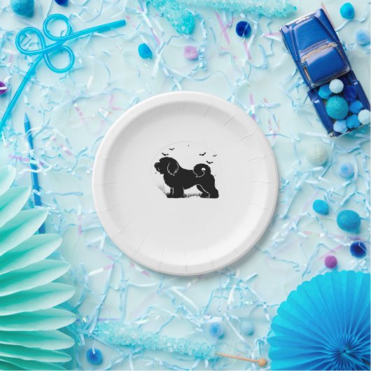 Lowchen Dog � Halloween Moon Silhouette Classic T- Pappteller (Party)