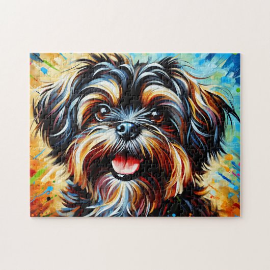 Lowchen Dog Portrait Akryllische Kunst Print Dog L Puzzle (Horizontal)