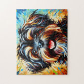 Lowchen Dog Portrait Akryllische Kunst Print Dog L Puzzle (Vertikal)