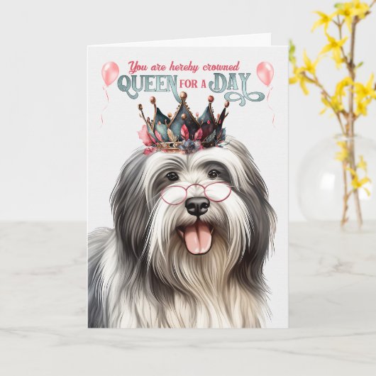 Lowchen Dog Queen Day Funny Birthday Karte (Gelbe Blume)