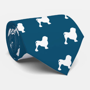 Lowchen Dog Silhouetten Muster Ozeanblume Krawatte