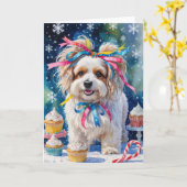 Lowchen Dog Weihnachtsgrußkarte Karte (Gelbe Blume)