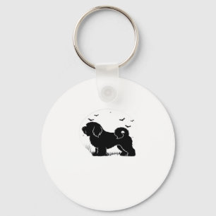 Lowchen Hund � Halloween Mond Silhouette Klassisch Schlüsselanhänger