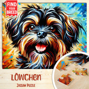 Lowchen Hund Porträt Acryl Kunst Druck Hundefreund Puzzle