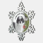 Lowchen-Hundefather Schneeflocken Zinn-Ornament (Rechts)