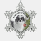 Lowchen-Hundefather Schneeflocken Zinn-Ornament (Vorderseite)