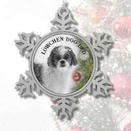 Lowchen-Hundefather Schneeflocken Zinn-Ornament