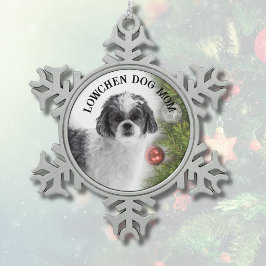 Lowchen-Hundemutter Schneeflocken Zinn-Ornament