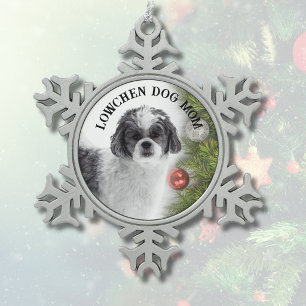 Lowchen-Hundemutter Schneeflocken Zinn-Ornament