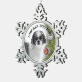 Lowchen-Hundemutter Schneeflocken Zinn-Ornament (Rechts)