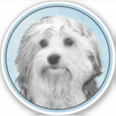 Lowchen Malerei - Niedliche Original Hunde Kunst Aufkleber (Vorderseite)