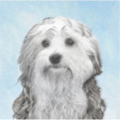 Lowchen Malerei - Niedliche Original Hunde Kunst Aufkleber (Vorderseite)