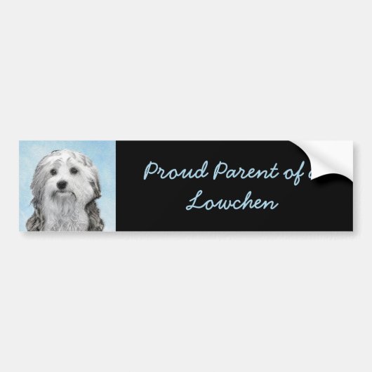 Lowchen Malerei - Niedliche Original Hunde Kunst Autoaufkleber (Vorne)