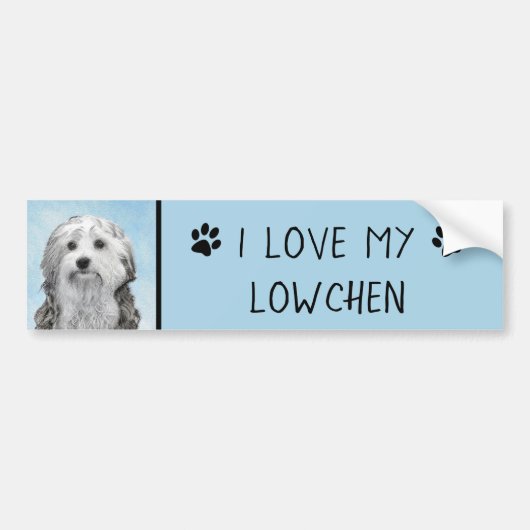 Lowchen Malerei - Niedliche Original Hunde Kunst Autoaufkleber (Vorne)