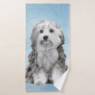 Lowchen Malerei - Niedliche Original Hunde Kunst Badhandtuch Set