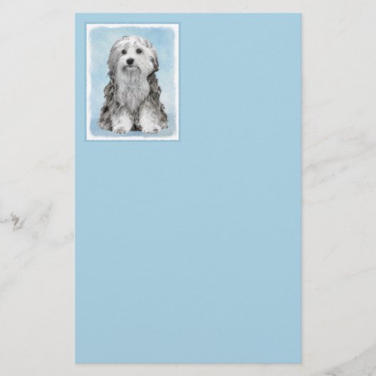 Lowchen Malerei - Niedliche Original Hunde Kunst Briefpapier (Vorderseite)