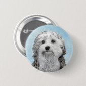 Lowchen Malerei - Niedliche Original Hunde Kunst Button (Vorne & Hinten)