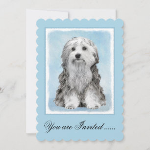 Lowchen Malerei - Niedliche Original Hunde Kunst Einladung