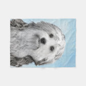 Lowchen Malerei - Niedliche Original Hunde Kunst Fleecedecke (Vorderseite (Horizontal))