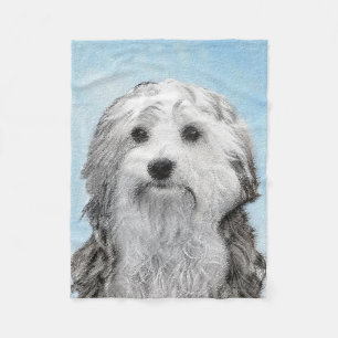 Lowchen Malerei - Niedliche Original Hunde Kunst Fleecedecke