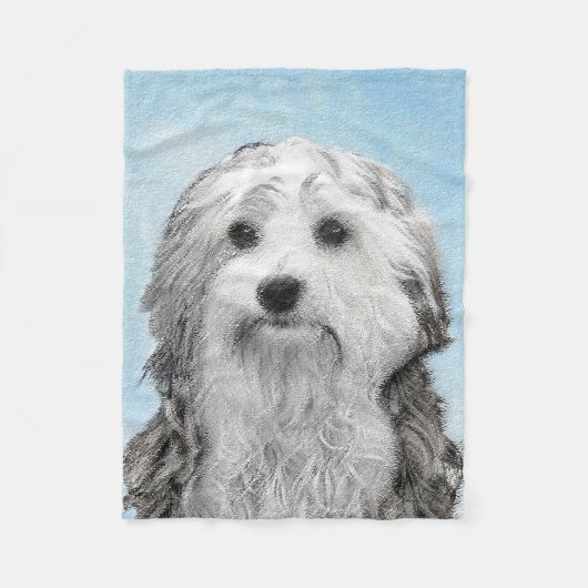 Lowchen Malerei - Niedliche Original Hunde Kunst Fleecedecke (Vorderseite)