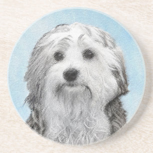 Lowchen Malerei - Niedliche Original Hunde Kunst Getränkeuntersetzer