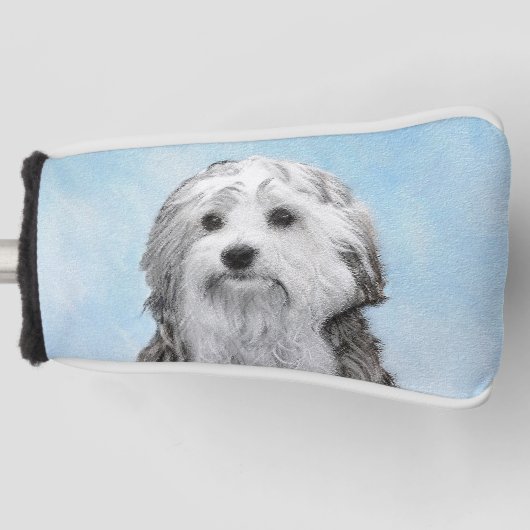 Lowchen Malerei - Niedliche Original Hunde Kunst Golf Headcover (Vorderseite)