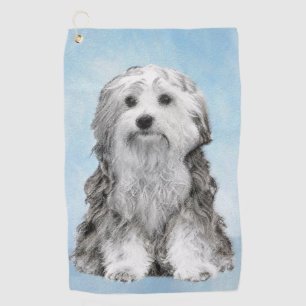 Lowchen Malerei - Niedliche Original Hunde Kunst Golfhandtuch