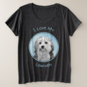 Lowchen Malerei - Niedliche Original Hunde Kunst Große Größe T-Shirt (Design vorne)