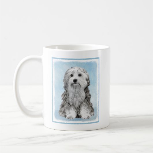 Lowchen Malerei - Niedliche Original Hunde Kunst Kaffeetasse (Links)
