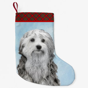 Lowchen Malerei - Niedliche Original Hunde Kunst Kleiner Weihnachtsstrumpf