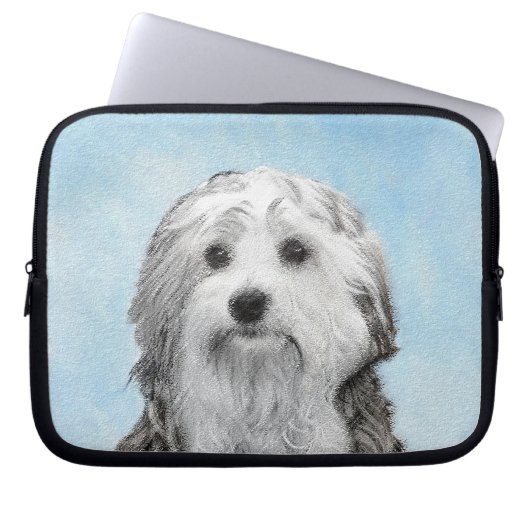 Lowchen Malerei - Niedliche Original Hunde Kunst Laptopschutzhülle (Vorderseite)