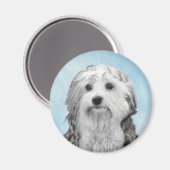 Lowchen Malerei - Niedliche Original Hunde Kunst Magnet (Vorderseite/Rückseite)