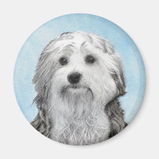 Lowchen Malerei - Niedliche Original Hunde Kunst Magnet (Vorne)