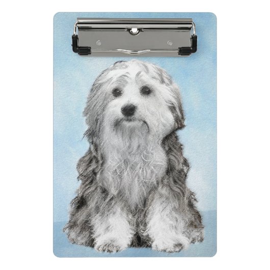 Lowchen Malerei - Niedliche Original Hunde Kunst Mini Klemmbrett (Vorderseite)