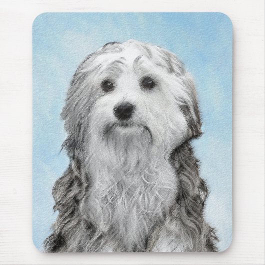 Lowchen Malerei - Niedliche Original Hunde Kunst Mousepad (Vorne)