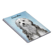 Lowchen Malerei - Niedliche Original Hunde Kunst Notizblock (Rechte Seite)