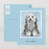 Lowchen Malerei - Niedliche Original Hunde Kunst Postkarte (Vorne/Hinten)