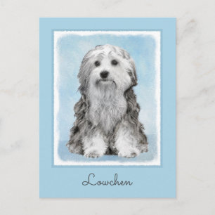 Lowchen Malerei - Niedliche Original Hunde Kunst Postkarte