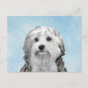 Lowchen Malerei - Niedliche Original Hunde Kunst Postkarte